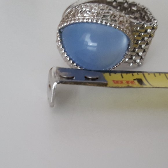 Cufflinks Vintage Swank Moonglow Cat's Eye Silvertone Metal Mesh Wrap** - Picture 6 of 10